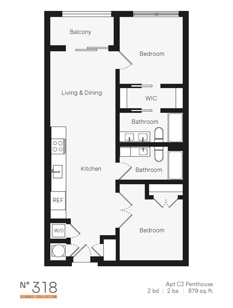 C2 Two Bedroom / Two Bath (Phase One). The Rigsbee Collection. Durham, NC.